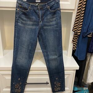 Tribal Navy Jeans with Gold Accents